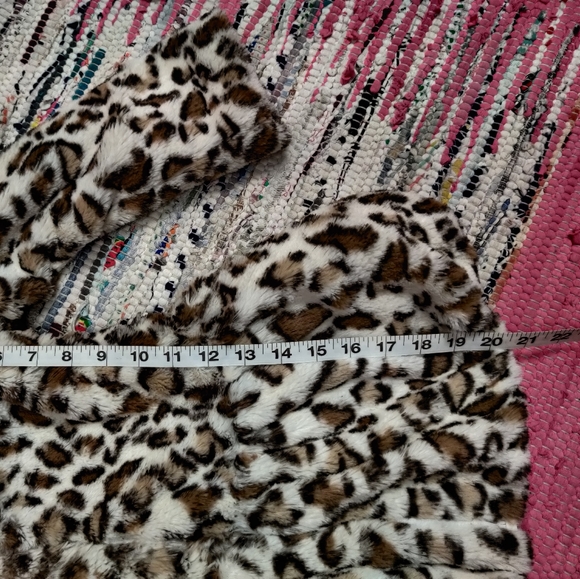 Coat - Little Girls Leopard Print Pompom Coat - Picture 9 of 9